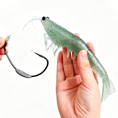 18cm/38g /Realistic Soft Artificial Shrimp Fishing Lures, Silicone Prawn Baits for Saltwater Sea Fishing