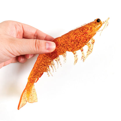 18cm/38g /Realistic Soft Artificial Shrimp Fishing Lures, Silicone Prawn Baits for Saltwater Sea Fishing