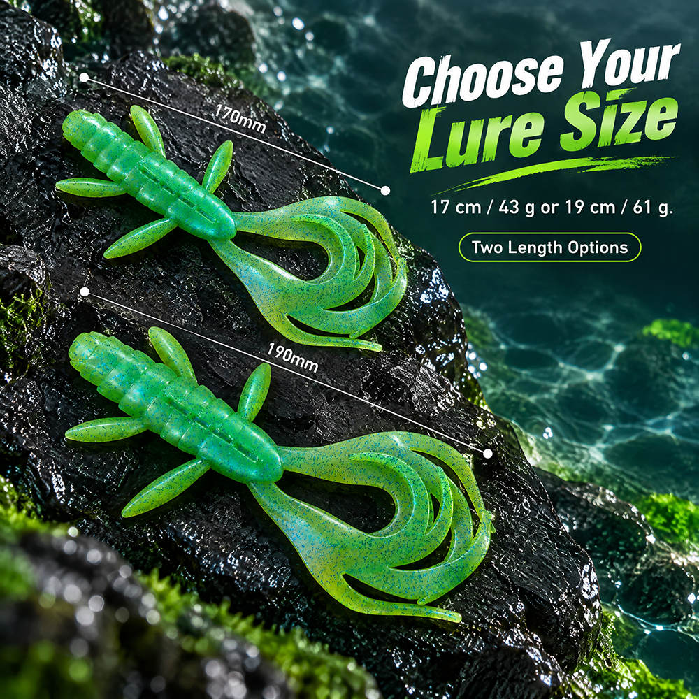LUREGO Shrimp Swimbait 17-19cm, 43-61g, Multi-Tentacle Curly Tail