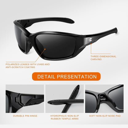 LUREGO Sunglasses for Men: Womens UV400 Protection Sun Glasses Wrap Around Goggles for Fishing Driving