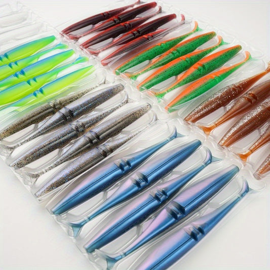 5pcsT-Tail Soft Lures 4.72" - 9.9g, High-Swim Simulated Fish Baits for Bass