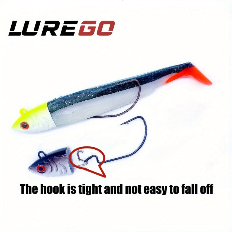Saltwater Soft Plastic Minnow + Paddle Tail Swimbait Set - Jig Head Curled Tail Grubs with Weedless Hook