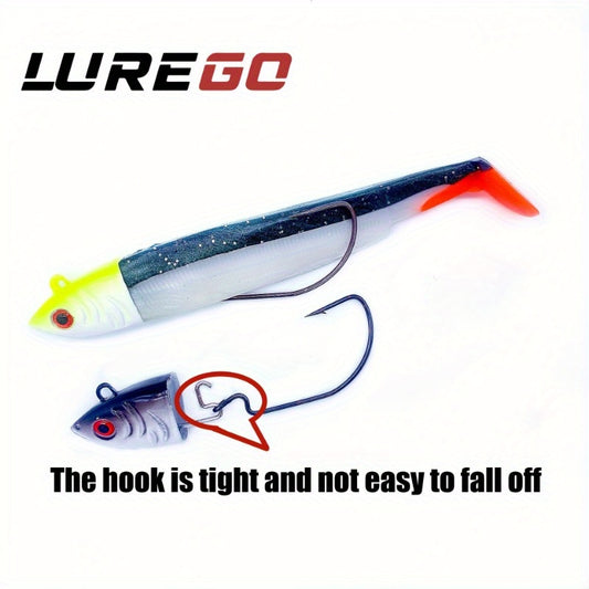 Saltwater Soft Plastic Minnow + Paddle Tail Swimbait Set - Jig Head Curled Tail Grubs with Weedless Hook