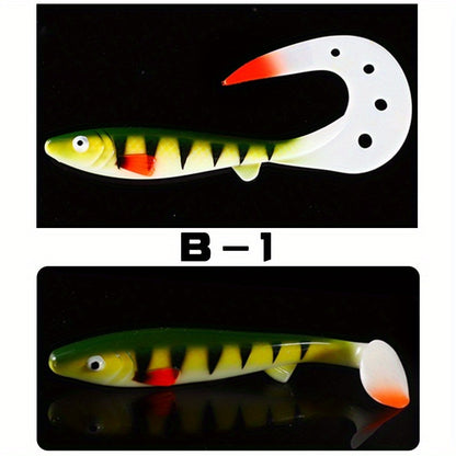 Giant 7.48inch/6.5inch T-Tail Curled Tail Grub Soft Fishing Lure - Saltwater Freshwater Bass Grouper Bait