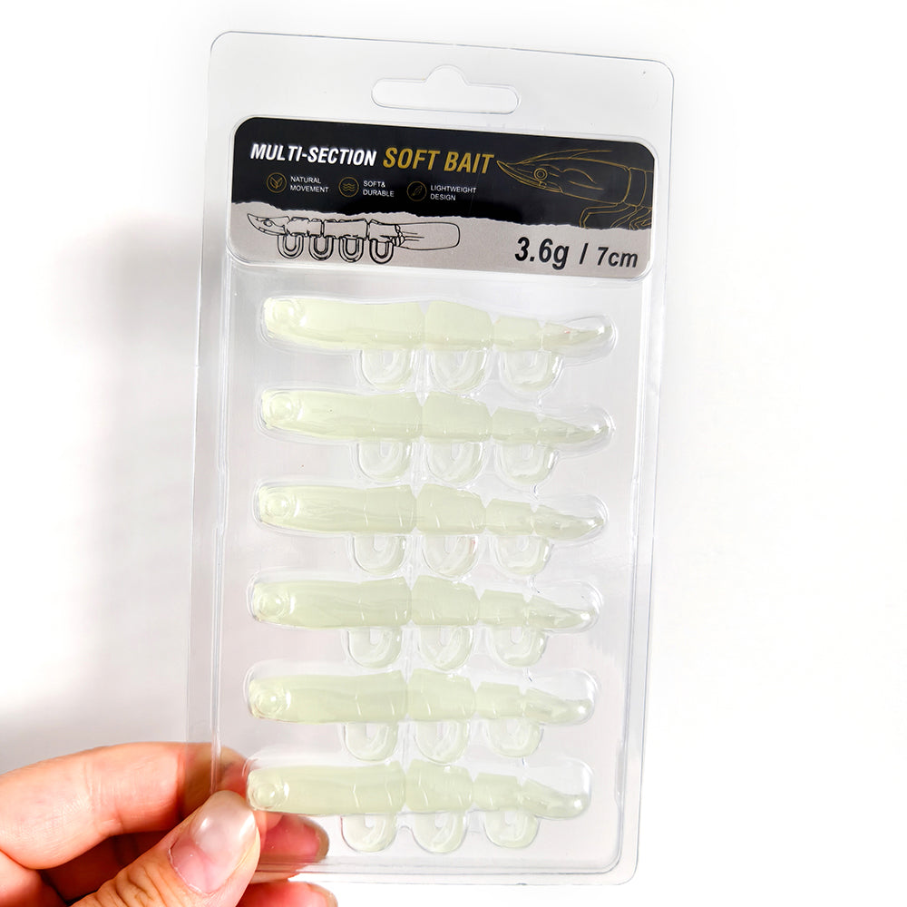 5/6PCS Soft Worm Shrimp Fishing Lure 70mm/100mm Artificial Baits Bass Silicone Fishing Lure