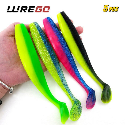 5PCS Paddle Tail Soft Bait | Dual-Color 14cm 18cm Multi-Size Set for Freshwater & Saltwater