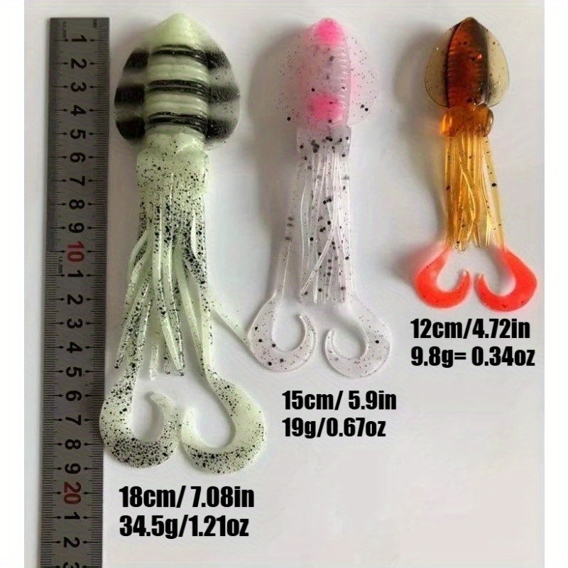 3 Sizes (4.72inch/5.91inch/7.09inch) - Glow-in-the-Dark Colors (Green, Pink, Orange,) - Deep Sea Night Fishing Lure for, Freshwater & Saltwater - Ideal for Deep Sea,