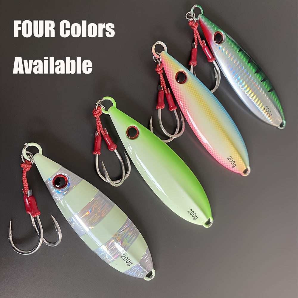 LUREGO 5.29oz/7.05oz Slow Pitch Jigs, Saltwater Jigging Lures With BKK 5/0# Assist Hooks, Vertical Ocean Lure, Fishing Jig Lead, Saltwater Jigging Lures For Tuna, Dogtooth Tuna, Yellowtail, Kingfish, Bluefin