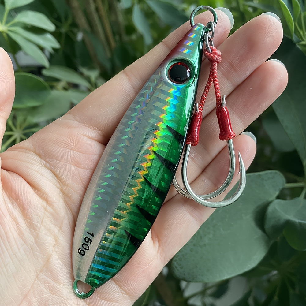 LUREGO 5.29oz/7.05oz Slow Pitch Jigs, Saltwater Jigging Lures With BKK 5/0# Assist Hooks, Vertical Ocean Lure, Fishing Jig Lead, Saltwater Jigging Lures For Tuna, Dogtooth Tuna, Yellowtail, Kingfish, Bluefin