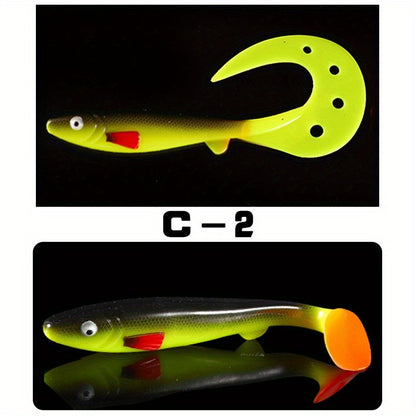 Giant 7.48inch/6.5inch T-Tail Curled Tail Grub Soft Fishing Lure - Saltwater Freshwater Bass Grouper Bait