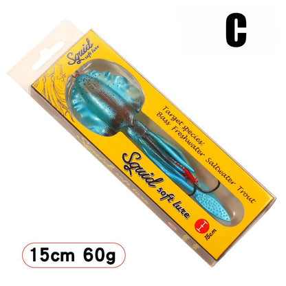 60g Soft Squid Bait Fishing Trolling Lure Octopus Head Jigs Luminous UV Squid Jig