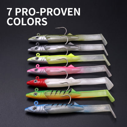 65-120MM Pre-Rigged Jig Head Soft Swimbait – T-Tail Baitfish Lure for Bass, Zander & Sea Bass Freshwater & Saltwater