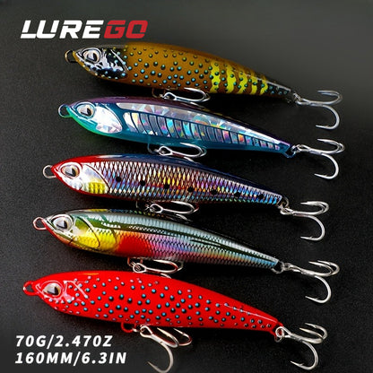 160mm/70g 3D Print Sinking Hard Fishing Lure, Yozuri Style Musky Crankbait Pencil Bait With Treble Hooks