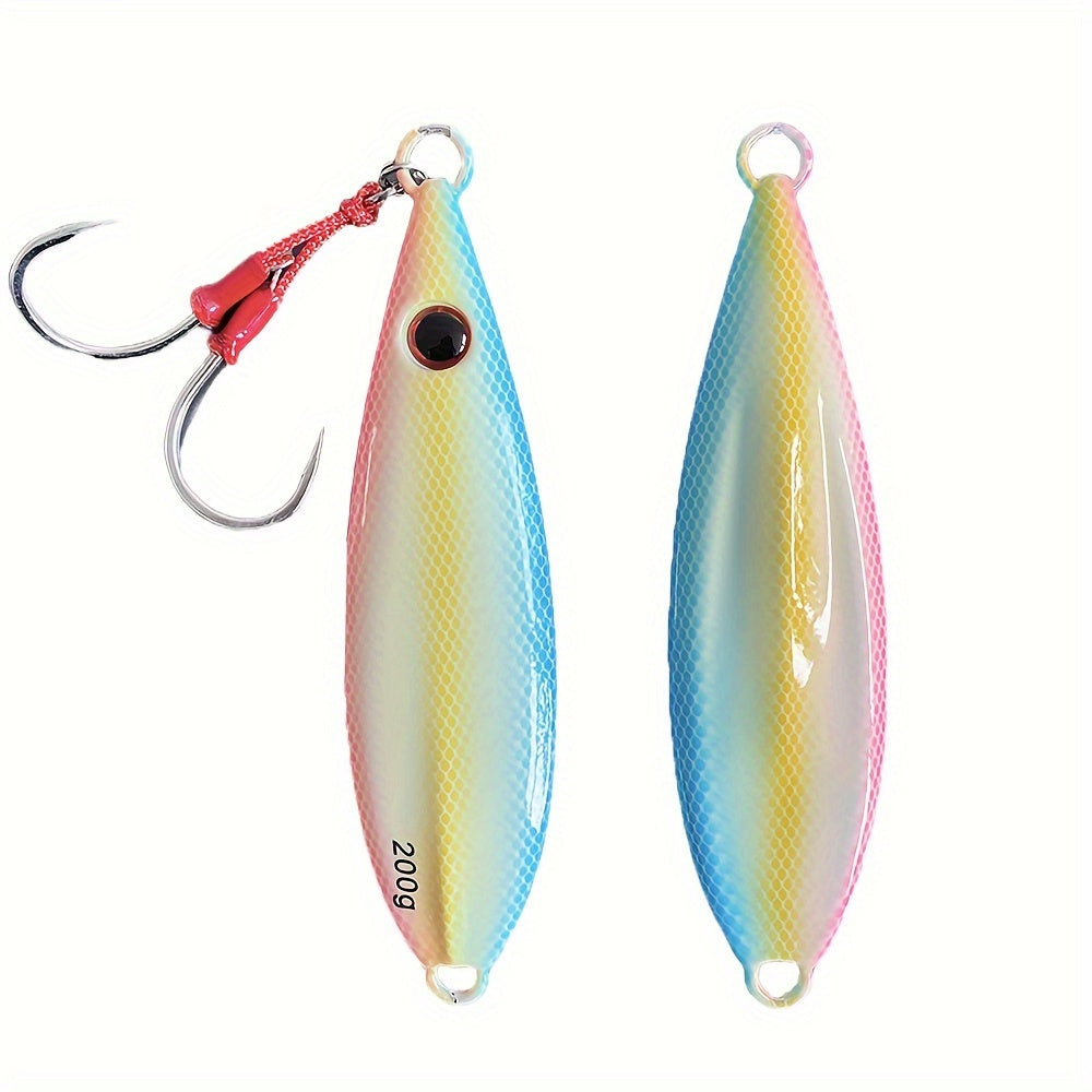 LUREGO 5.29oz/7.05oz Slow Pitch Jigs, Saltwater Jigging Lures With BKK 5/0# Assist Hooks, Vertical Ocean Lure, Fishing Jig Lead, Saltwater Jigging Lures For Tuna, Dogtooth Tuna, Yellowtail, Kingfish, Bluefin