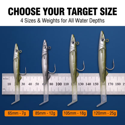 65-120MM Pre-Rigged Jig Head Soft Swimbait – T-Tail Baitfish Lure for Bass, Zander & Sea Bass Freshwater & Saltwater