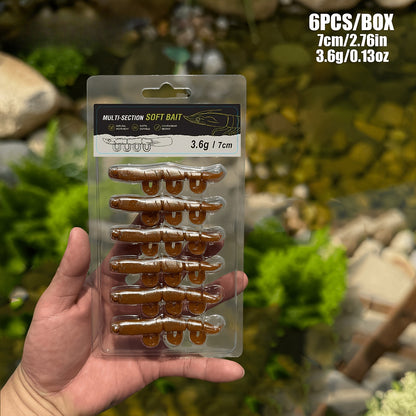 5/6PCS Soft Worm Shrimp Fishing Lure 70mm/100mm Artificial Baits Bass Silicone Fishing Lure