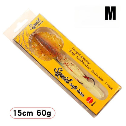 60g Soft Squid Bait Fishing Trolling Lure Octopus Head Jigs Luminous UV Squid Jig