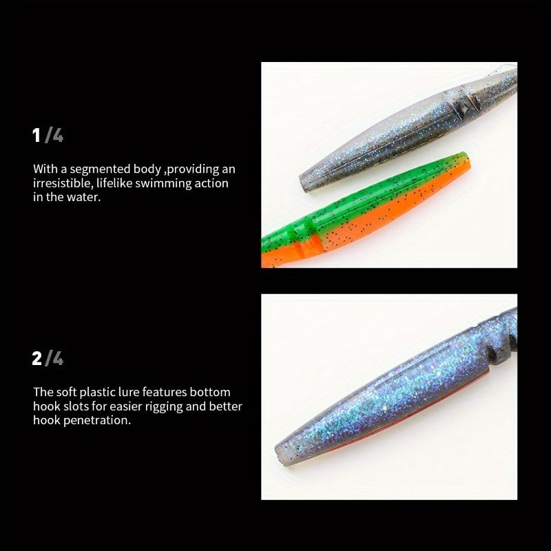 5pcsT-Tail Soft Lures 4.72" - 9.9g, High-Swim Simulated Fish Baits for Bass