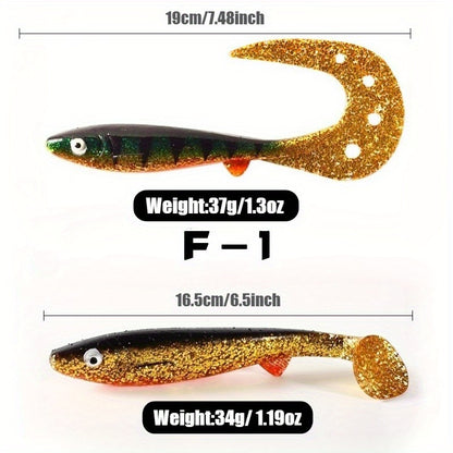 Giant 7.48inch/6.5inch T-Tail Curled Tail Grub Soft Fishing Lure - Saltwater Freshwater Bass Grouper Bait