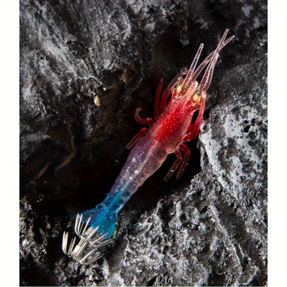 3pcs  Glow-in-Dark Soft Shrimp & Squid Lures - 10cm/9.5g Realistic Fishing Baits with 2Treble Hooks