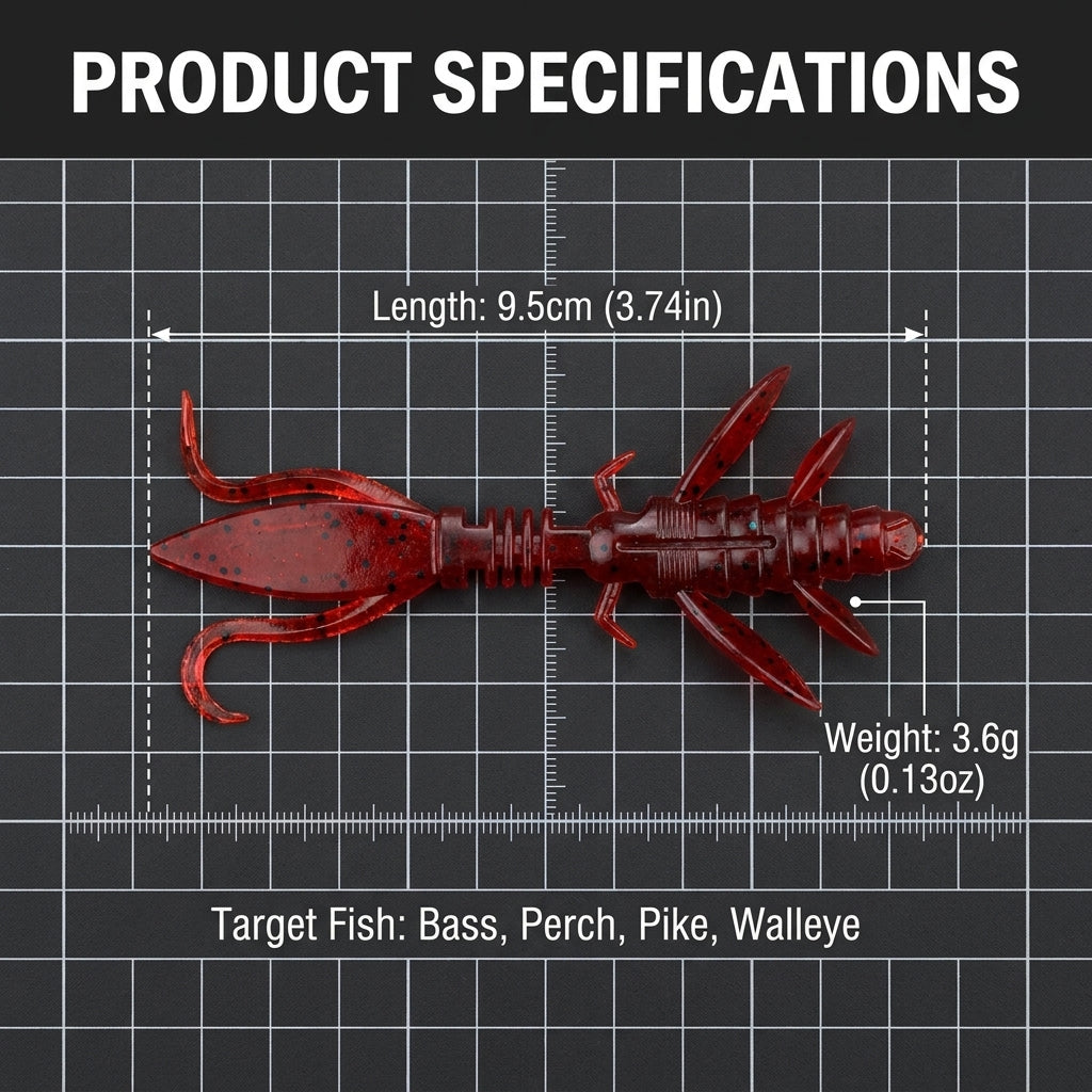 4PCS Soft Plastic Insect Lure, PVC Creature Bait with Segmented Body & Thin Forked Tail, Bass Trout Fishing Soft Lure