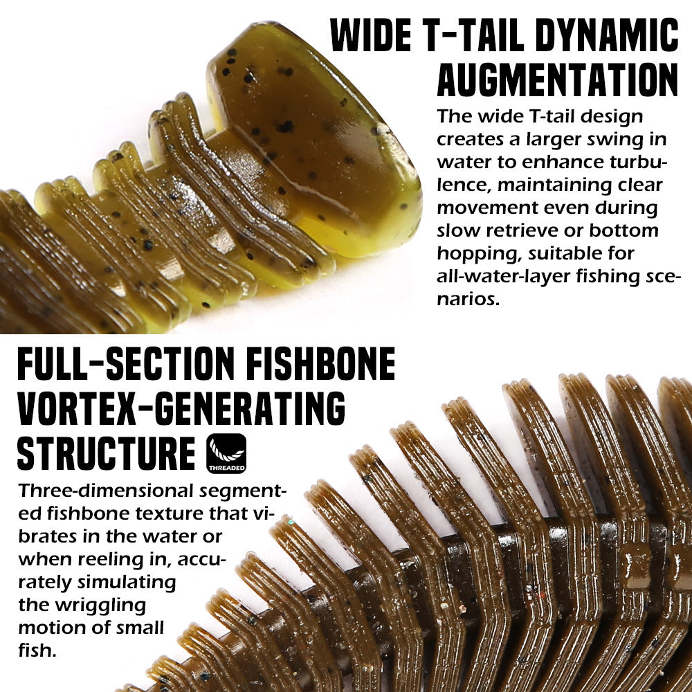 9.5cm/12g Flat Gill Fish Bone Soft Lure Slow Sinking Bass Soft Bait For Black Pond