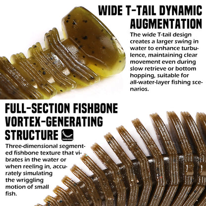 9.5cm/12g Flat Gill Fish Bone Soft Lure Slow Sinking Bass Soft Bait For Black Pond
