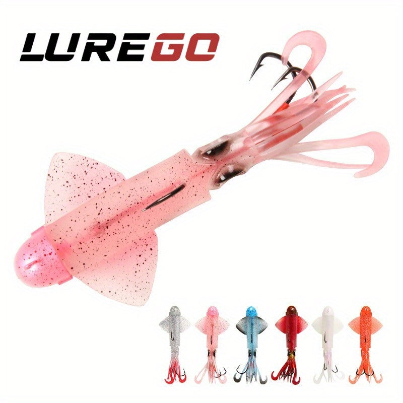 Big Eye Squid Fishing Lure - Glow-in-the-Dark UV Lure with Anti-Loose Design, Durable Metal Hooks & Soft Bait for Deep Sea Night Fishing