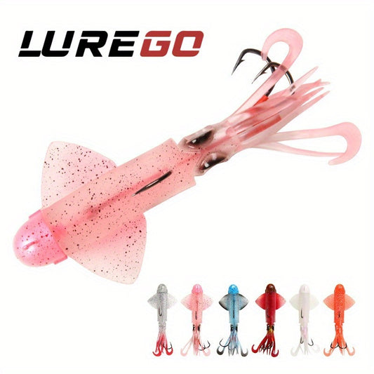 Big Eye Squid Fishing Lure - Glow-in-the-Dark UV Lure with Anti-Loose Design, Durable Metal Hooks & Soft Bait for Deep Sea Night Fishing