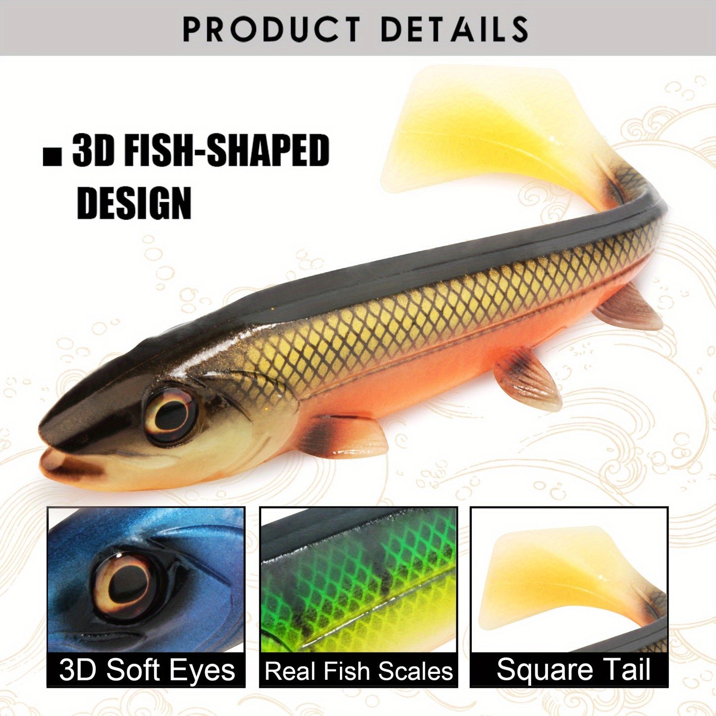 Silicone Square Tail Swinging Lure 14cm/18cm - Realistic Swimbait for Deep Diving