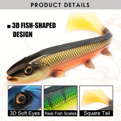 Silicone Square Tail Swinging Lure 14cm/18cm - Realistic Swimbait for Deep Diving
