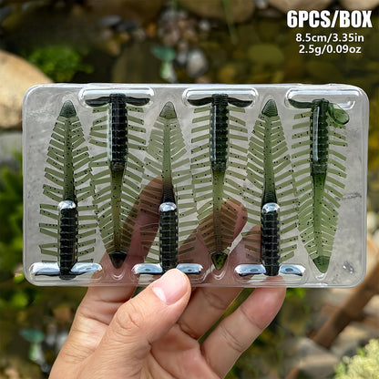 6pcs Set of Very Special Multi-Legged Soft Bait Lures, Leaf-Shaped Fishing Soft Baits