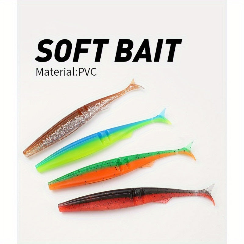 5pcsT-Tail Soft Lures 4.72" - 9.9g, High-Swim Simulated Fish Baits for Bass