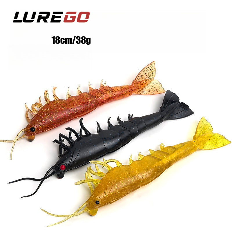 18cm/38g /Realistic Soft Artificial Shrimp Fishing Lures, Silicone Prawn Baits for Saltwater Sea Fishing
