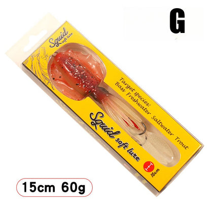 60g Soft Squid Bait Fishing Trolling Lure Octopus Head Jigs Luminous UV Squid Jig