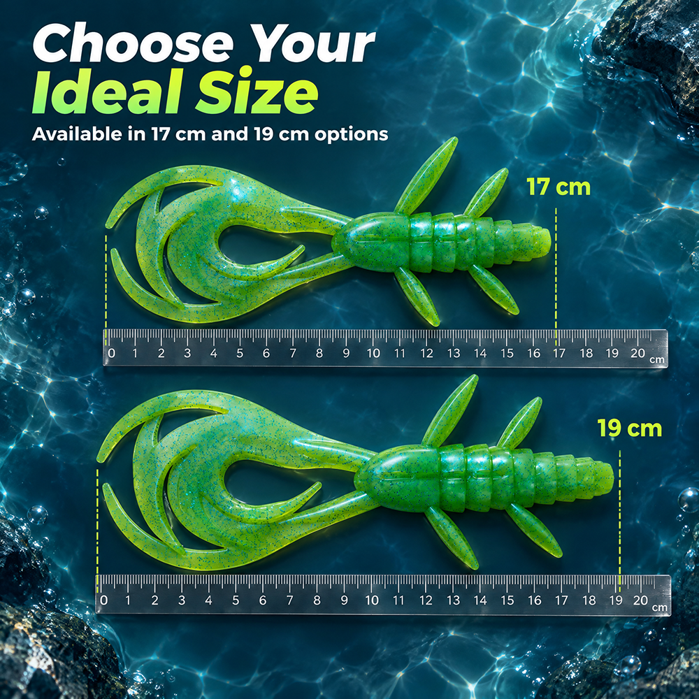LUREGO Shrimp Swimbait 17-19cm, 43-61g, Multi-Tentacle Curly Tail