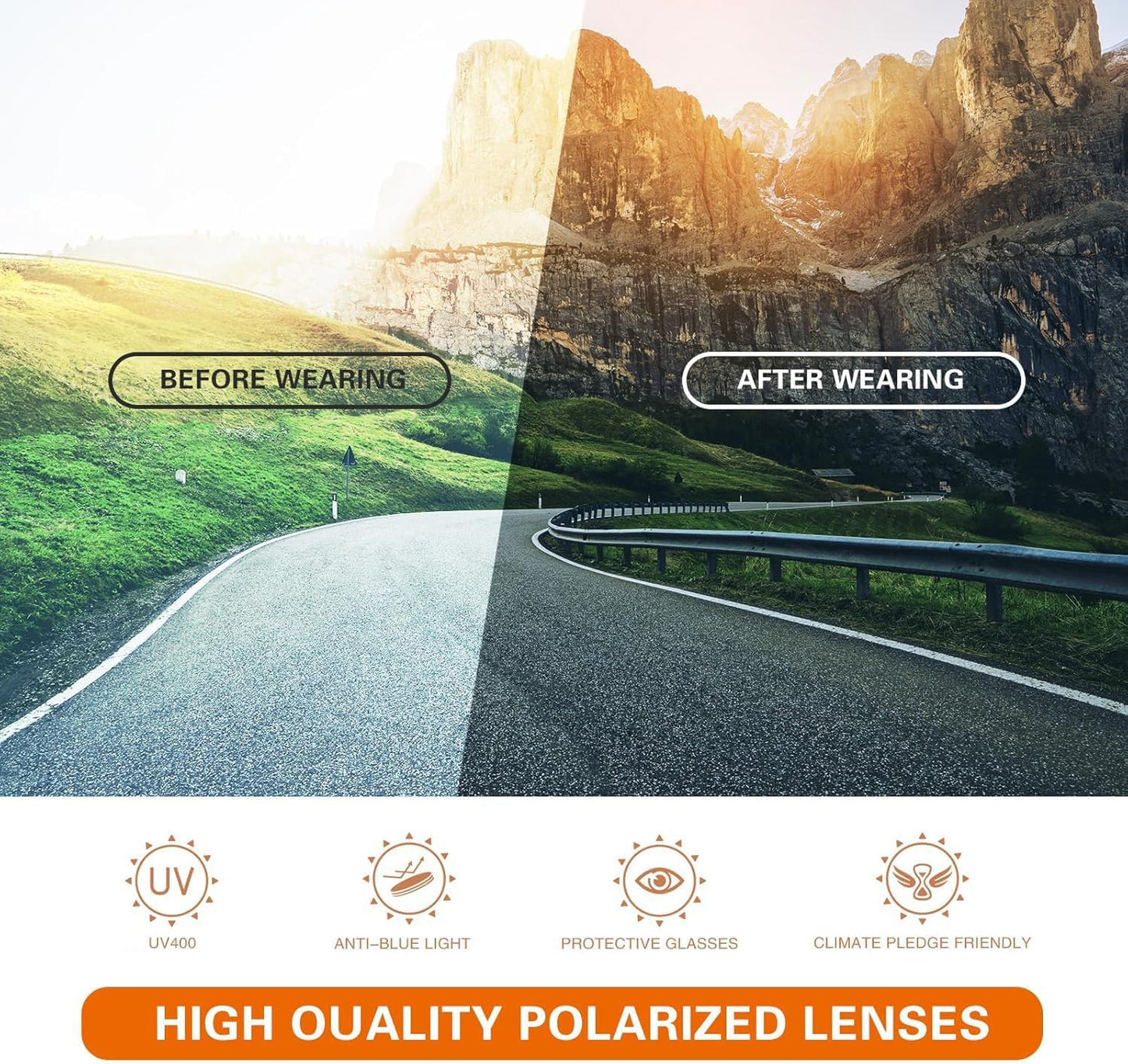 LUREGO Sunglasses for Men: Womens UV400 Protection Sun Glasses Wrap Around Goggles for Fishing Driving