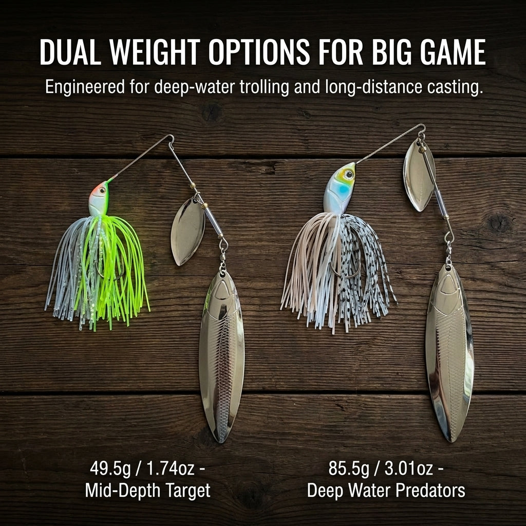 LUREGO Super Spinnerbait Fishing Lure 49.5g & 85.5g — 5 Colors Heavy Duty Spinner Bait