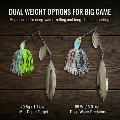 LUREGO Super Spinnerbait Fishing Lure 49.5g & 85.5g — 5 Colors Heavy Duty Spinner Bait