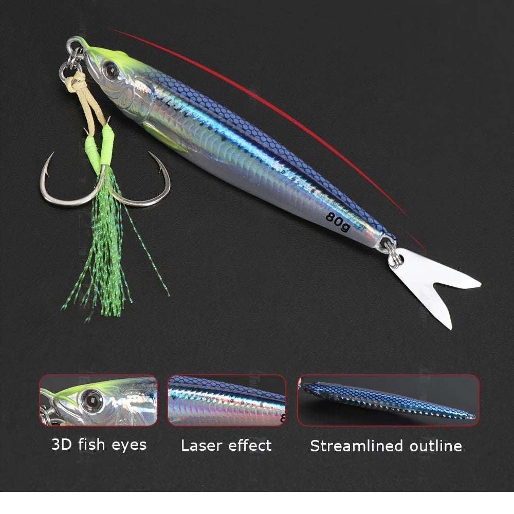 Lurego Premium Saltwater Metal Jig Lure - 3D Printed, Fast Sinking With Dual Hooks For Bass, Tuna, Trout & More - Ideal For Shore Casting & Boat Fishing