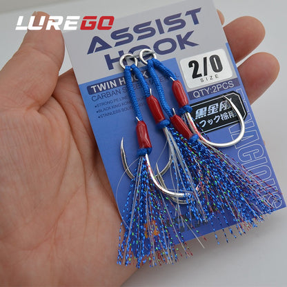 LUREGO Swivel Assist Hooks 2/0-7/0, 16-Strand PE Braid for Metal Jigging