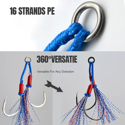 LUREGO Swivel Assist Hooks 2/0-7/0, 16-Strand PE Braid for Metal Jigging
