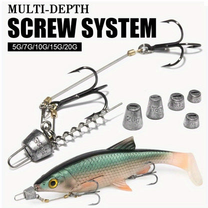 Saltwater Fishing Hook Rigs - Treble Hook Set for Heavy Soft Baits | Deep Sea Jig Hooks | High-Strength Lure Fishing System