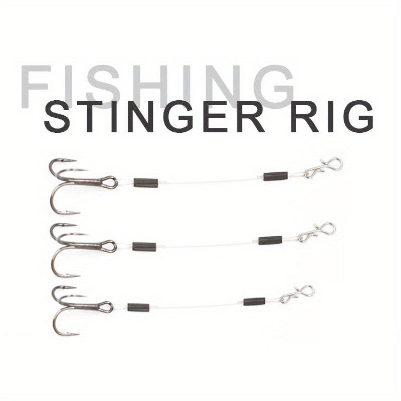 3pcs  Mustad STINGER RIG with Quick Change Hooks - High-Strength Wire Leader for Pike, Bass, and Predatory Fish