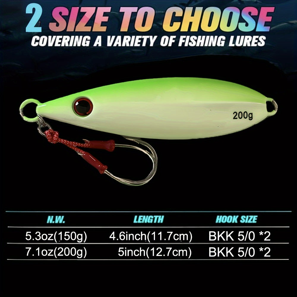 LUREGO 5.29oz/7.05oz Slow Pitch Jigs, Saltwater Jigging Lures With BKK 5/0# Assist Hooks, Vertical Ocean Lure, Fishing Jig Lead, Saltwater Jigging Lures For Tuna, Dogtooth Tuna, Yellowtail, Kingfish, Bluefin