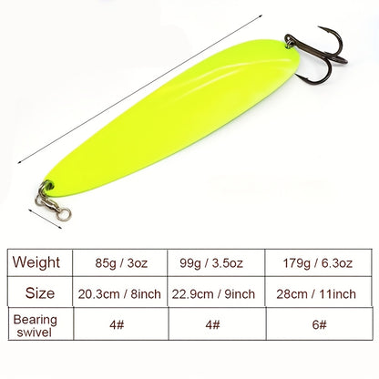 Professional 8''/9'' Stainless Steel Spoon Lures - Ultra-Reflective Saltwater Fishing Lures with Sharp Treble Hooks