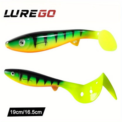 Giant 7.48inch/6.5inch T-Tail Curled Tail Grub Soft Fishing Lure - Saltwater Freshwater Bass Grouper Bait