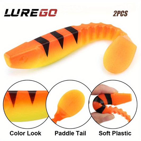 2pcs Large T-Tail Soft Lures 5.12inch/19G for Pike And Striped Bass, Shad Imitation Bait
