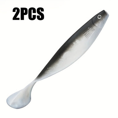 2pcs  Heavy-Weight T-Tail Swimbait - Mermaid Design Sinking Fishing Lure for Deep Sea, 70g