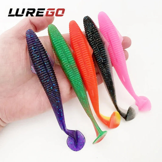 3PCS  12.5cm T-tail Soft Lure: Features a micro-wing dual-groove design for dynamic, all-water action